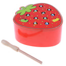 Wooden Magnetic Strawberry Caterpillar Catching Toy, Kids Baby Early Skill Developmental Toy