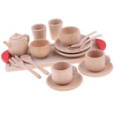 16pcs/ Set Wooden Tea Set Tea Party Pretend Role Play Developmental Game Toy for Kids - Saucer Cup Salver Tableware spoons & forks