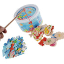 Magnetic Fishing Game Toy, 22 Wooden Fish Animal Model & 2 poles with Ocean Jigsaw Puzzle Board Educational Pretend Play Toy Toddler Gift