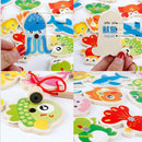 Magnetic Fishing Game Toy, 22 Wooden Fish Animal Model & 2 poles with Ocean Jigsaw Puzzle Board Educational Pretend Play Toy Toddler Gift