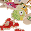 Magnetic Fishing Game Toy, 22 Wooden Fish Animal Model & 2 poles with Ocean Jigsaw Puzzle Board Educational Pretend Play Toy Toddler Gift