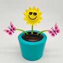Solar Powered Flower Insect Shaking Doll Flip Flap Toy Home Decor Car Ornament Flowerpot Butterfly and Sunflower