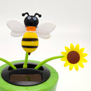 Solar Powered Flower Insect Shaking Doll Flip Flap Toy Home Decor Car Ornament Flowerpot Sunflower and Honeybee