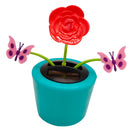 Solar Powered Flower Plant Shaking Doll Flip Flap Toy Home Decor Car Ornament Flowerpot - Rose and Butterfly