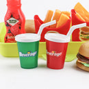 8pcs Kids Preschool Pretend Play Simulation Fast Food Drinks Cuisine Kits Kitchen Food Play Cutting Toy for Boys & Girls