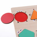 Wooden Geometric Block Board - Color & Shape Puzzle Baby Toddler Sorting & Stacking Game Early Developmental Toy