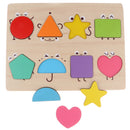 Wooden Geometric Block Board - Color & Shape Puzzle Baby Toddler Sorting & Stacking Game Early Developmental Toy