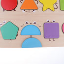 Wooden Geometric Block Board - Color & Shape Puzzle Baby Toddler Sorting & Stacking Game Early Developmental Toy