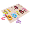 Children Wooden Creative Cartoon Number Blocks Board - 0 - 9 Educational Toy Early Math Teaching Aids