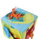 6 in 1 Soft Baby Cloth Cube , Learn to Dress for Babies Toddlers, Montessori Basic Life Skills Toy Developmental Zip, Snap, Button, Buckle, Lace,Tie