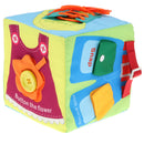 6 in 1 Soft Baby Cloth Cube , Learn to Dress for Babies Toddlers, Montessori Basic Life Skills Toy Developmental Zip, Snap, Button, Buckle, Lace,Tie