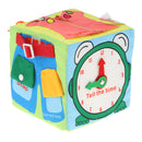 6 in 1 Soft Baby Cloth Cube , Learn to Dress for Babies Toddlers, Montessori Basic Life Skills Toy Developmental Zip, Snap, Button, Buckle, Lace,Tie
