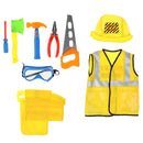 Construction Worker Costume Role Play Kit Set - Children Kids Boys Dress Up Educational Toy w/ Repair Tool Kit