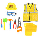 Construction Worker Costume Role Play Kit Set - Children Kids Boys Dress Up Educational Toy w/ Repair Tool Kit