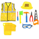 Construction Worker Costume Role Play Kit Set - Children Kids Boys Dress Up Educational Toy w/ Repair Tool Kit