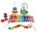4PCS Wooden Educational Toy - Musical Xylophone/ Bead Maze/ Stacking Ring Tower/ Twisty Caterpillar Set for Baby Children Gift