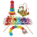 4PCS Wooden Educational Toy - Musical Xylophone/ Bead Maze/ Stacking Ring Tower/ Twisty Caterpillar Set for Baby Children Gift