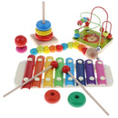 4PCS Wooden Educational Toy - Musical Xylophone/ Bead Maze/ Stacking Ring Tower/ Twisty Caterpillar Set for Baby Children Gift