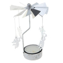 Metal Silver Angel Rotating Candle Holder Rotating Tea Light Candle Holder