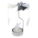 Metal Silver Angel Rotating Candle Holder Rotating Tea Light Candle Holder
