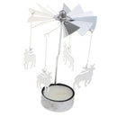 Silver Reindeer Rotating Candle Holder Rotating Tea Light Candle Holder