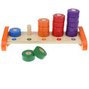 Wooden Colorful 5 Column Ring Blocks Stacking Mathematics Number Counting Learning Education Toy