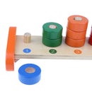Wooden Colorful 5 Column Ring Blocks Stacking Mathematics Number Counting Learning Education Toy