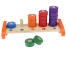 Wooden Colorful 5 Column Ring Blocks Stacking Mathematics Number Counting Learning Education Toy