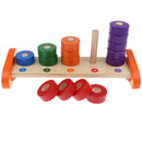 Wooden Colorful 5 Column Ring Blocks Stacking Mathematics Number Counting Learning Education Toy