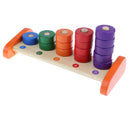 Wooden Colorful 5 Column Ring Blocks Stacking Mathematics Number Counting Learning Education Toy