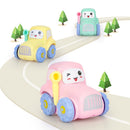 6 Pieces Cartoon Animals Inertia Push & Go Toy Rustling Cars Bus Train Aircraft Taxi Set for Baby Infant Play