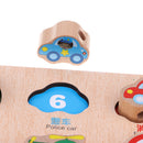 2-in-1 Wooden Cartoon Jigsaw Puzzles Blocks Board & Beads Threading Educational Toy Play Activity- Traffic