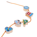 2-in-1 Wooden Cartoon Jigsaw Puzzles Blocks Board & Beads Threading Educational Toy Play Activity- Traffic
