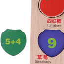 2-in-1 Wooden Cartoon Jigsaw Puzzles Blocks Board & Beads Threading Educational Toy Play Activity- Fruits