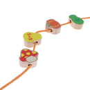 2-in-1 Wooden Cartoon Jigsaw Puzzles Blocks Board & Beads Threading Educational Toy Play Activity- Fruits