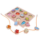 2-in-1 Wooden Cartoon Jigsaw Puzzles Blocks Board & Beads Threading Educational Toy Play Activity- Marine