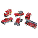 6 Pieces Kids Toy Model Alloy Diecast Car 1:64 Vehicle Model Set Collection Gift - Fire Trucks
