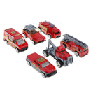 6 Pieces Kids Toy Model Alloy Diecast Car 1:64 Vehicle Model Set Collection Gift - Fire Trucks