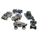 6 Pieces Kids Toy Model Alloy Diecast Car 1:64 Vehicle Model Set Collection Gift - Army Cars