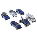 6 Pieces Kids Toy Model Alloy Diecast Car 1:64 Vehicle Model Set Collection Gift - Police Cars