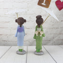Lovely Handmade Resin Japanese Style Kimono Girl Doll with Umbrella Home DÃ©cor Â–Green