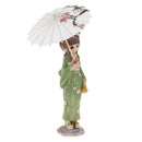 Lovely Handmade Resin Japanese Style Kimono Girl Doll with Umbrella Home DÃ©cor Â–Green