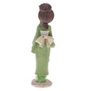 Lovely Handmade Resin Japanese Style Kimono Girl Doll with Umbrella Home DÃ©cor Â–Green