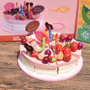 Wooden Merry Christmas Fruit Birthday Cake & Tableware Playsets Play Food Kids Fun Cutting Toy Kitchen Role Pretend Play Cooking
