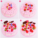 Wooden Merry Christmas Fruit Birthday Cake & Tableware Playsets Play Food Kids Fun Cutting Toy Kitchen Role Pretend Play Cooking