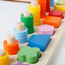 Montessori Wooden Children's Logarithmic Drawing Board with Geometric Blocks & Magnetic Stickers