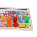 Montessori Wooden Children's Logarithmic Drawing Board with Geometric Blocks & Magnetic Stickers