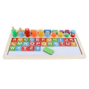 Montessori Wooden Children's Logarithmic Drawing Board with Geometric Blocks & Magnetic Stickers