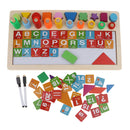 Montessori Wooden Children's Logarithmic Drawing Board with Geometric Blocks & Magnetic Stickers