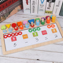 Montessori Wooden Children's Logarithmic Drawing Board with Geometric Blocks & Magnetic Stickers